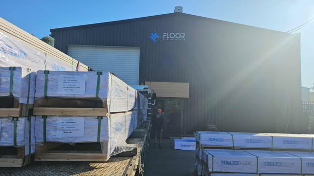 UltraDeck stock on pallets outside the Loganholme warehouse